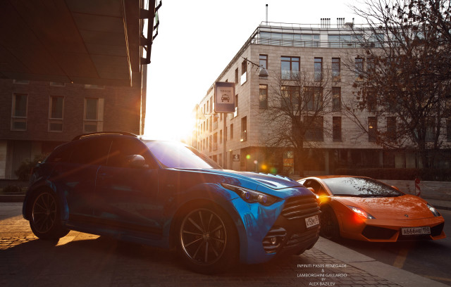 Blue orange sports cars city free wallpaper for desktop - medium preview image