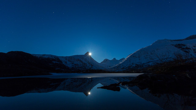 Full moon mountain lake night #7 free wallpaper for desktop - medium preview image