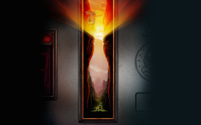 Doorway light person sunset sky free wallpaper for desktop - medium preview image