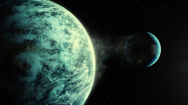 Large blue planet star aurora free wallpaper for desktop - medium preview image