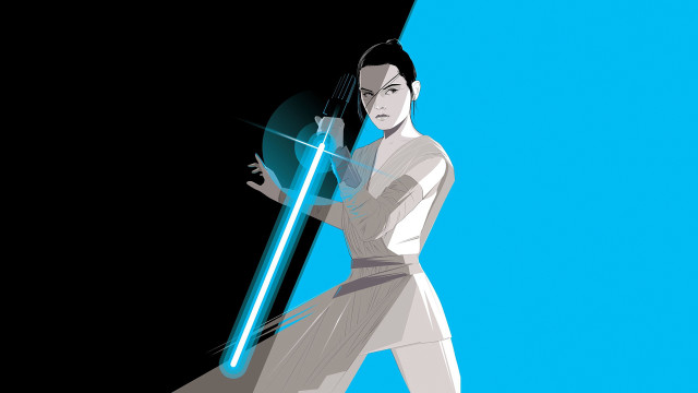 Woman white dress lightsaber blue free wallpaper for desktop - medium preview image