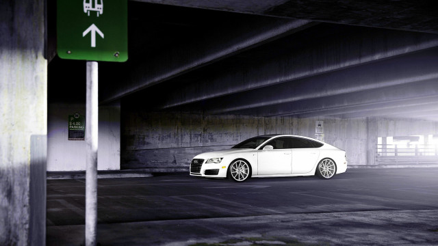 White car parking garage green free wallpaper for desktop - medium preview image