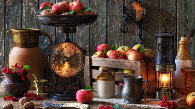 Harvest vibrant stilllife fruit basket free wallpaper for desktop - medium preview image