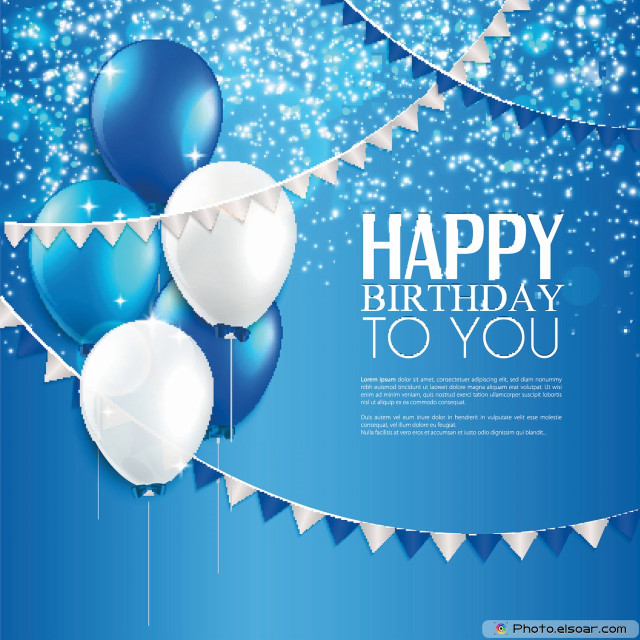 Birthday card balloons streamers blue #2 free wallpaper for tablet - medium preview image
