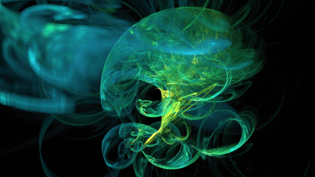 Green yellow abstract fractals glowing free wallpaper for desktop - medium preview image