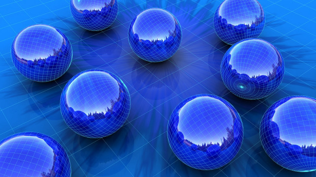 Blue balls grid circle line free wallpaper for desktop - medium preview image