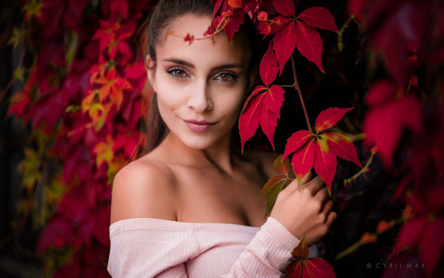 Elina karimova autumn flower portrait free wallpaper for desktop - medium preview image