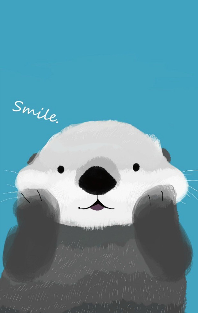 Otter smile blue background white free wallpaper for mobile - medium preview image