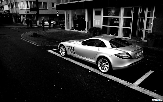 Silver sports car parking building #2 free wallpaper for desktop - medium preview image
