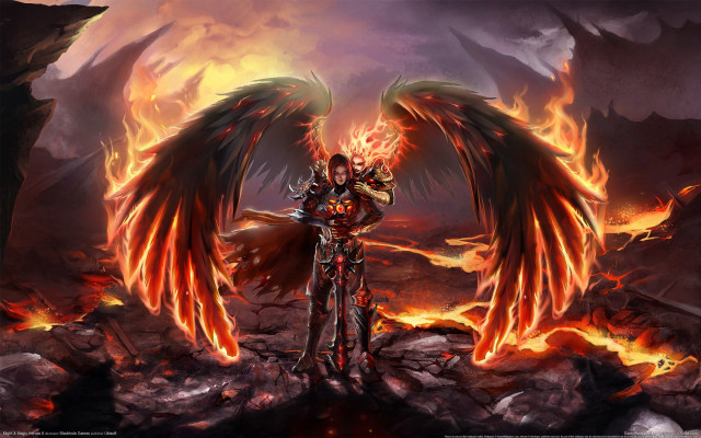 Fire angel wings rocky background free wallpaper for desktop - medium preview image