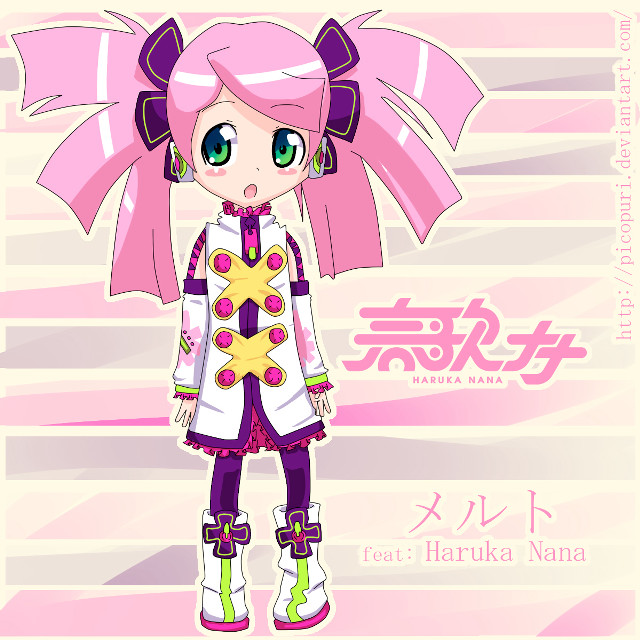 Pink haired green eyed cartoon free wallpaper for tablet - medium preview image