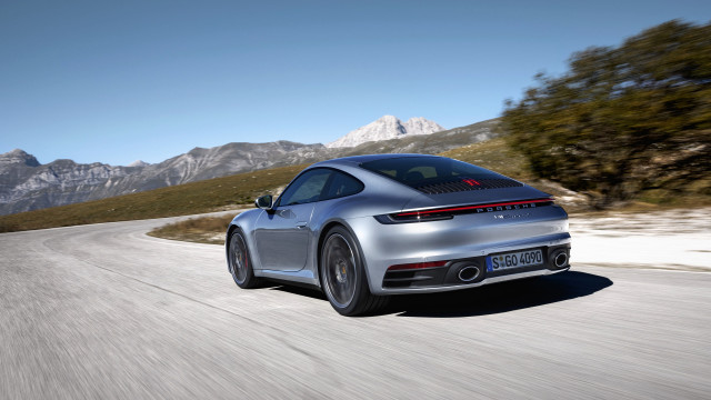 Silver porsche mountains snow digital free wallpaper for desktop - medium preview image