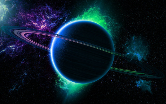 Planet rings space stars dust free wallpaper for desktop - medium preview image