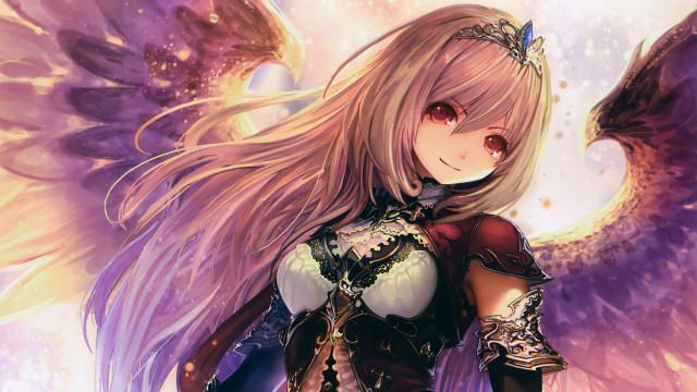 Girl angel wings purple background free wallpaper for desktop - medium preview image