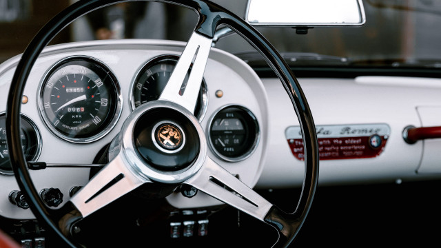 Steering wheel classic car white free wallpaper for desktop - medium preview image