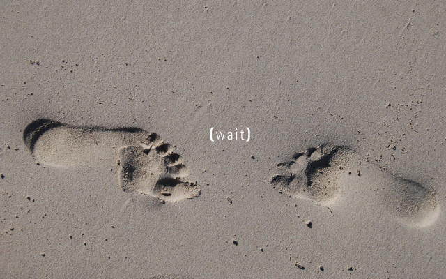 Footprints sand water wait conceptual #2 free wallpaper for desktop - medium preview image