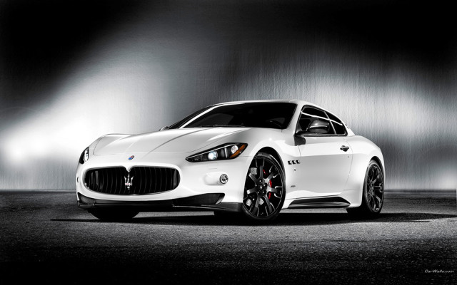 White maserra digital car night free wallpaper for desktop - medium preview image