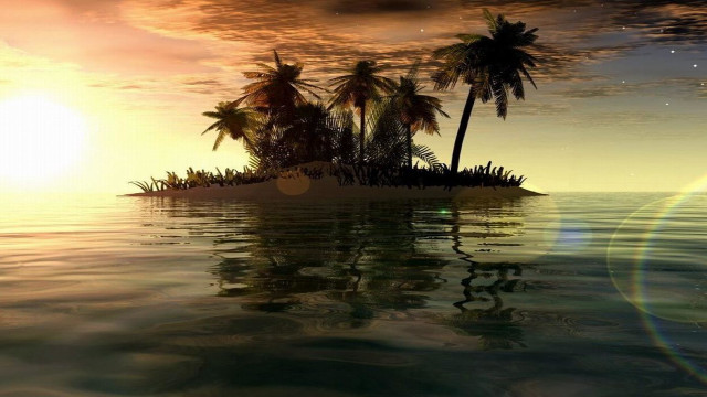 Small island palm trees ocean #21 free wallpaper for desktop - medium preview image