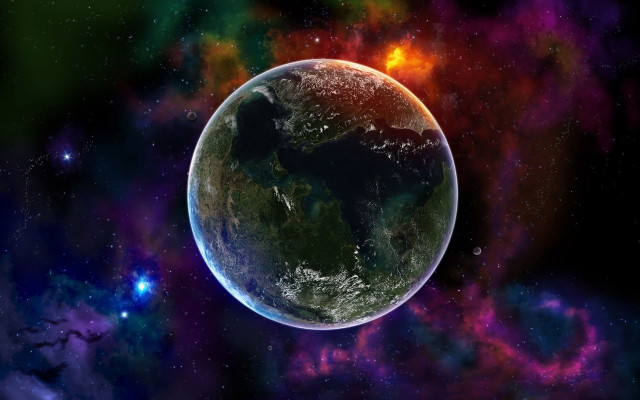 Earth view space stars bright free wallpaper for desktop - medium preview image