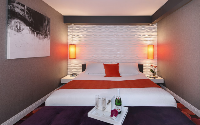 Bed red blanket tray concrete free wallpaper for desktop - medium preview image