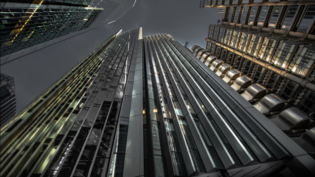 Tall building night windows cityscape free wallpaper for desktop - medium preview image