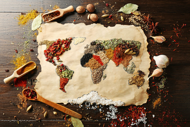 Spice world map parchment spoon free wallpaper for desktop - medium preview image
