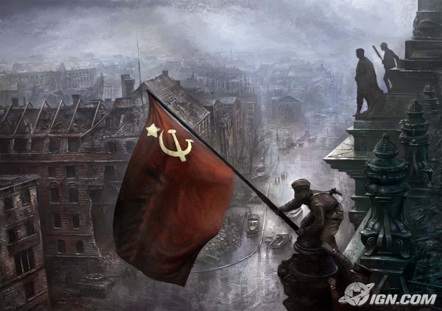 Man holding flag building statue free wallpaper for desktop - medium preview image