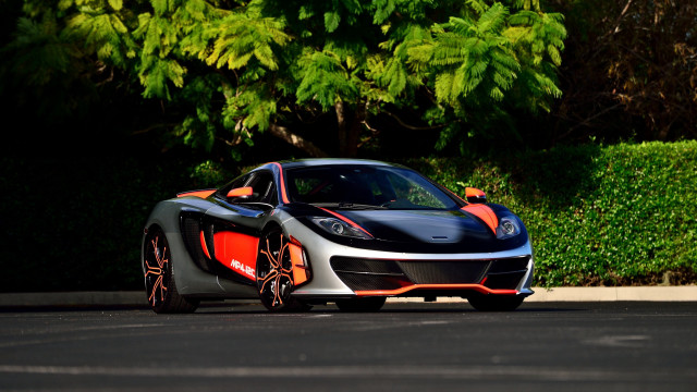 Sports car parked road bush free wallpaper for desktop - medium preview image