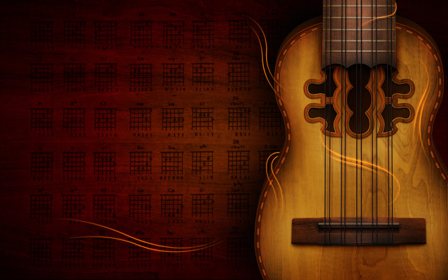 Guitar wooden body red musical free wallpaper for desktop - medium preview image