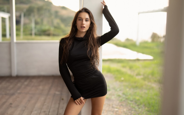 Elina karimova black dress wall free wallpaper for desktop - medium preview image