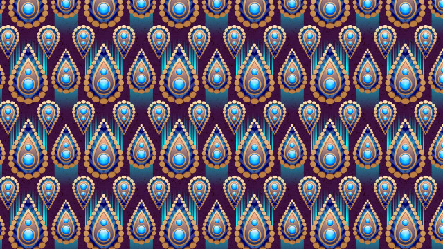Blue gold pattern silk screen free wallpaper for desktop - medium preview image
