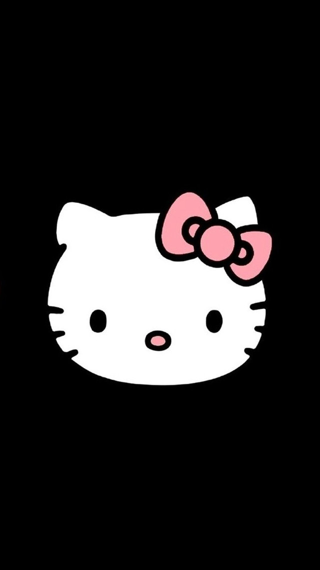 Hello kitty black background pink free wallpaper for mobile - medium preview image
