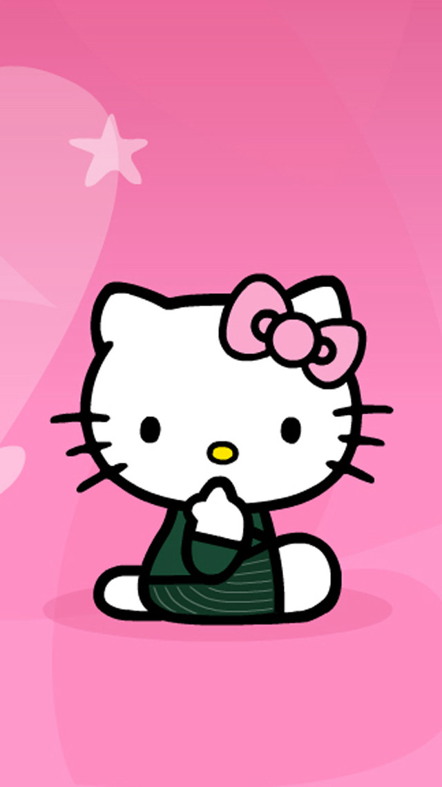 Hello kitty pink background white free wallpaper for mobile - medium preview image
