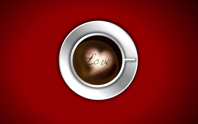Coffee love cup red background free wallpaper for desktop - medium preview image