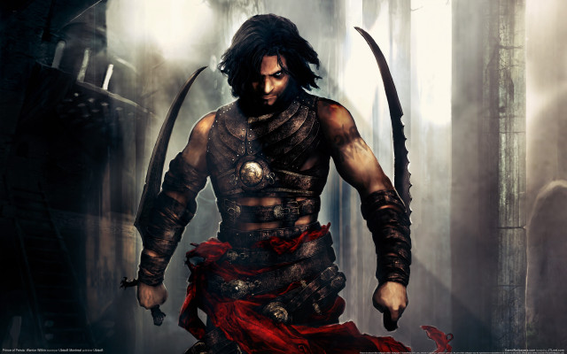 Man sword dark forest red free wallpaper for desktop - medium preview image