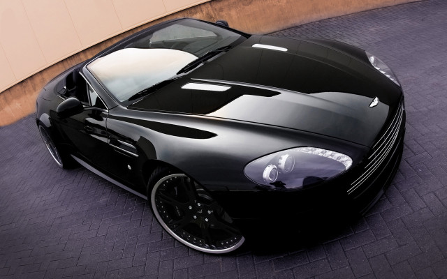 Black sports car brick road #2 free wallpaper for desktop - medium preview image