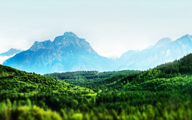 Mountain range forest blue sky #3 free wallpaper for desktop - medium preview image