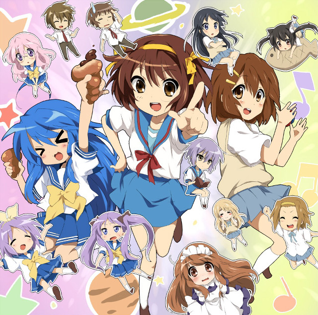 Anime girls poses expressions group free wallpaper for tablet - medium preview image