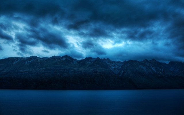 Mountain range dark sky water #3 free wallpaper for desktop - medium preview image