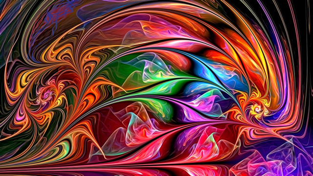 Colorful abstract swirly black glow free wallpaper for desktop - medium preview image