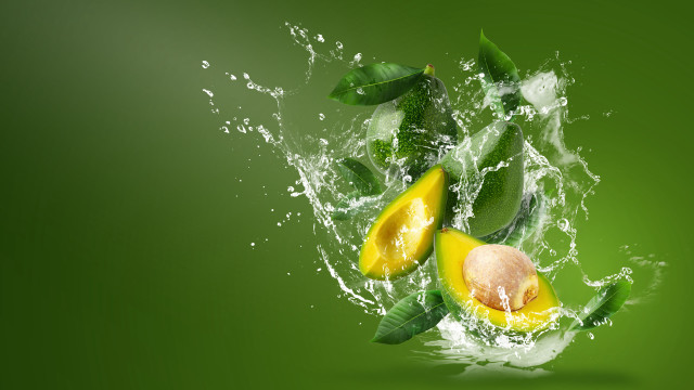 Green fruit water splash 3d free wallpaper for desktop - medium preview image