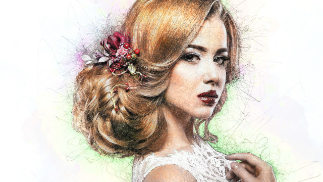 Woman flower dress earrings makeup free wallpaper for desktop - medium preview image