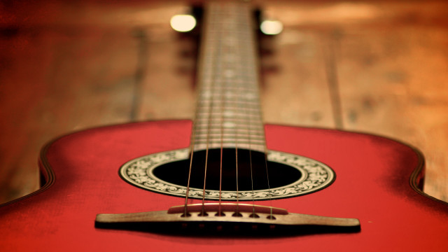 Red guitar black fret red free wallpaper for desktop - medium preview image