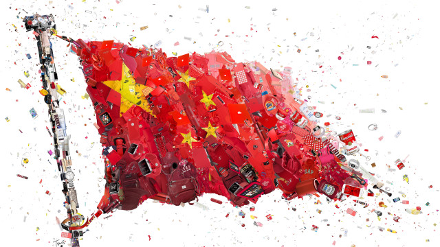 Chinese flag confetti debris petals free wallpaper for desktop - medium preview image