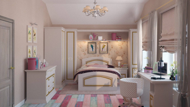 Bedroom arts and crafts blue free wallpaper for desktop - medium preview image