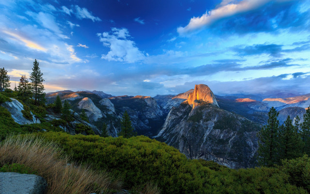 Mountain range sunset clouds trees #11 free wallpaper for desktop - medium preview image