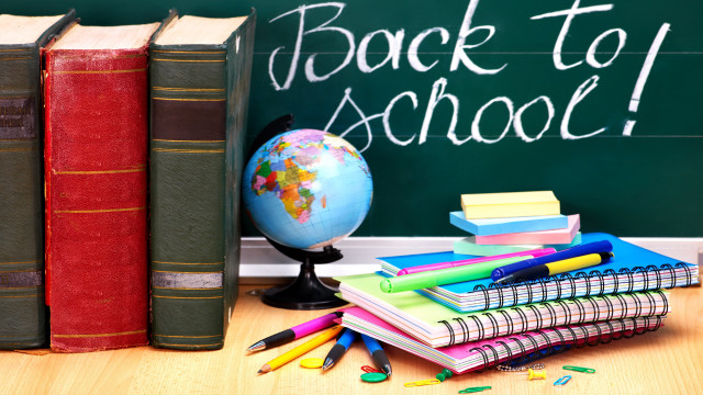 Globe books pencils desk chalkboard free wallpaper for desktop - medium preview image