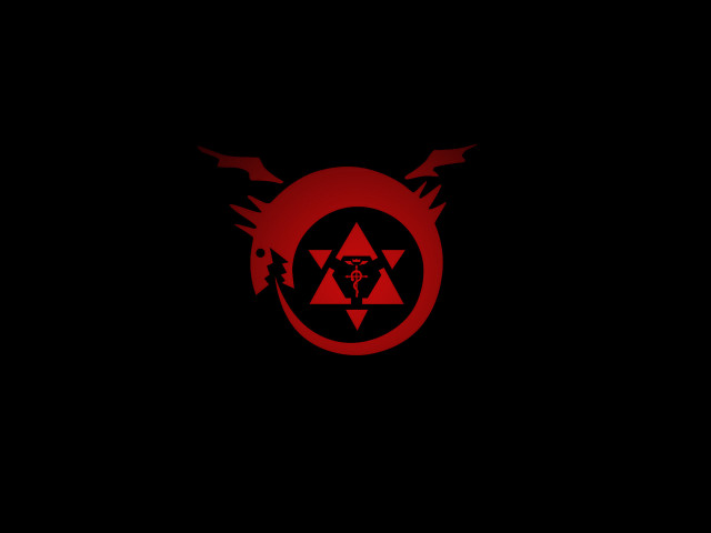 Red black demon logo head free wallpaper for desktop - medium preview image