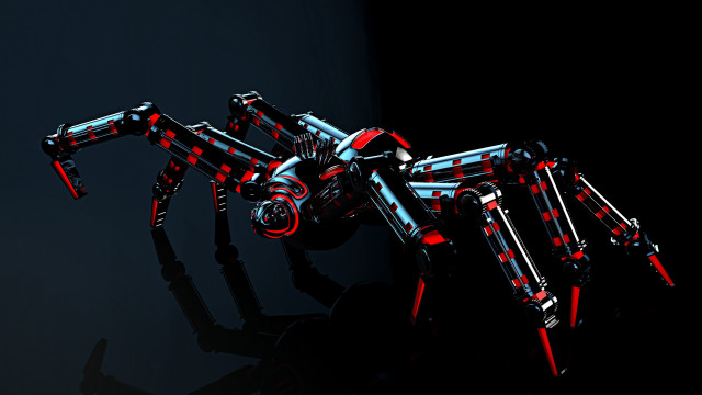 Robot red black lights dark free wallpaper for desktop - medium preview image