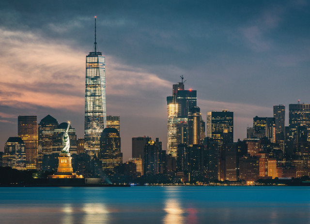 City skyline water tower bridge free wallpaper for desktop - medium preview image